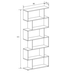 Meyvaser - Estantería Alta Salón, Libreria, Color Mauvella, Medidas: 191 cm (Alto) x 80 cm (Ancho) x 24,6 cm (Fondo