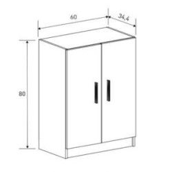 Conjunto de Muebles de Cocina Alto y Bajo de 2 Puertas en Madera Mauvella, 61x61x29 cm y 60x80x34 Cm