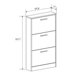 Zapatero 3 Puertas, Zapatero Estrecho, Acabado en Color Mauvella, Medidas: 108 cm (Alto) x 60 cm (Ancho) x 17 cm (Fondo)