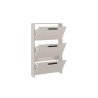Zapatero con 3 Puertas, Mueble para Zapatos Estrecho en Color Beige, Medidas: 115 cm (Alto) x 68,5 cm (Ancho) x 17 cm (Fondo)