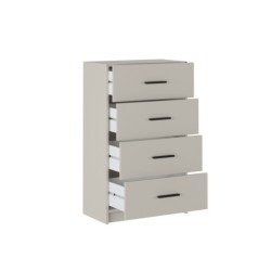 Sinfonier de 4 Cajones para Dormitorio, Acabado en Beige y Negro, Medidas: 60 cm (Largo) x 100 cm (Alto) x 34,4 cm (Fondo)