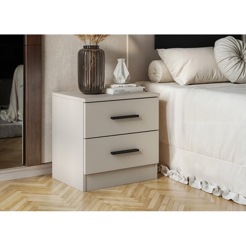 Conjunto Pack Cabecero y 2 Mesitas de Noche,Mesilla de noche 2 Cajones Color Beige, Medidas:110x45x1,6 cm (LargoxAltoxProfundo)