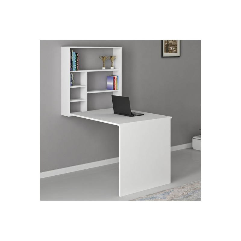 Escritorio Plegable de Pared Blanco 63x90x154 cm – Mesa de Estudio Compacta