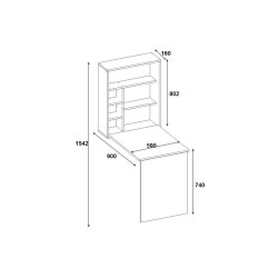 Escritorio Plegable de Pared Blanco 63x90x154 cm – Mesa de Estudio Compacta