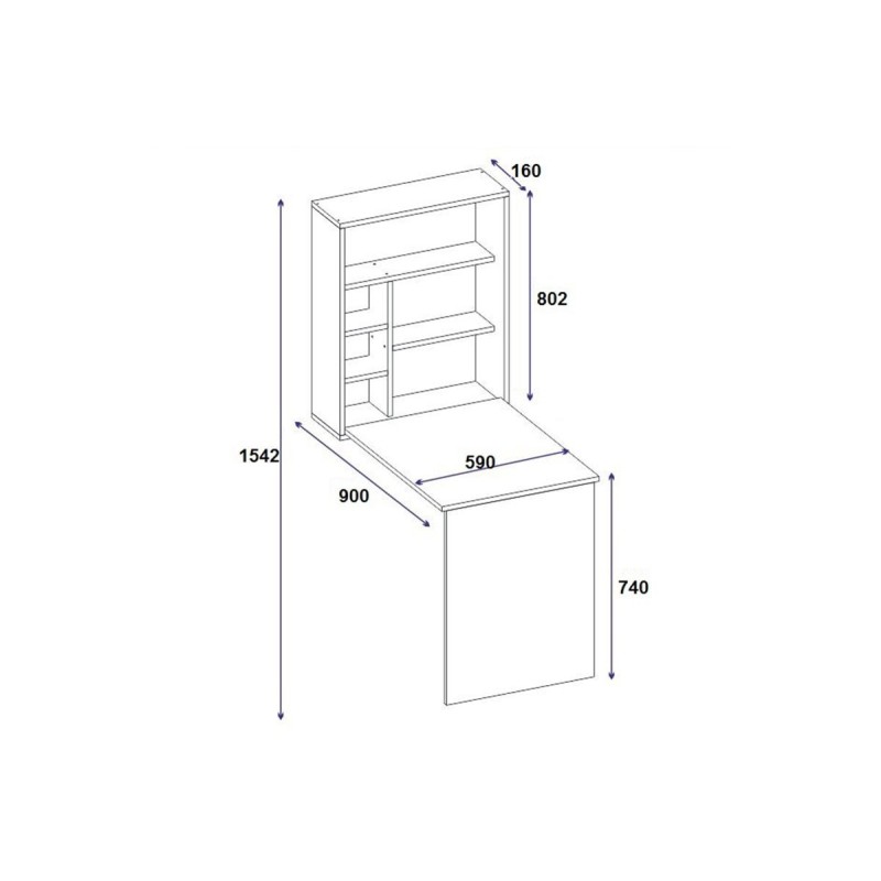 Escritorio Plegable de Pared Blanco 63x90x154 cm – Mesa de Estudio Compacta
