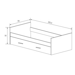 Cama Nido con 1 Cajón de Almacenaje – Mauvella y Negro, 202,6 cm Largo x 98 cm Ancho x 58 cm Alto, Alta Resistencia.