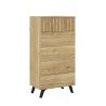 Sinfonier con 5 Cajones y con Patas, Comoda Cajonera Dormitorio, Color Mauvella-rayas, 60cm (Anc) x 118,5cm (Al) x 37,8cm (Fon)