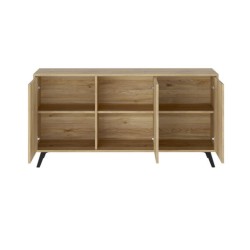 Meyvaser Aparador, Buffet, Salón Comedor 3 Puertas, Armario Auxiliar Color Mauvella-rayas, Medidas: 138 cm x 70 x 39,5.