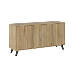 Meyvaser Aparador, Buffet, Salón Comedor 3 Puertas, Armario Auxiliar Color Mauvella-rayas, Medidas: 138 cm x 70 x 39,5.