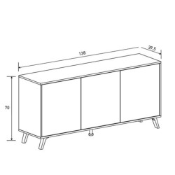 Meyvaser Aparador, Buffet, Salón Comedor 3 Puertas, Armario Auxiliar Color Mauvella-rayas, Medidas: 138 cm x 70 x 39,5.