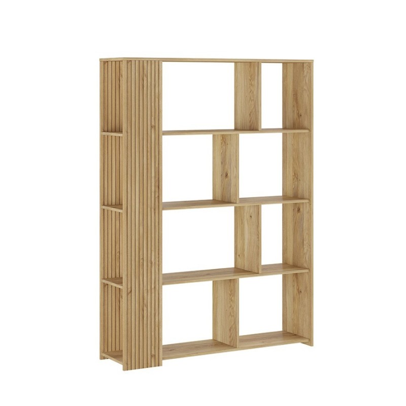 Estantería Decorativa, Librería, Separador Ambientes, Acabado en Mauvella-rayas, 174 cm (Al) x 129 cm (Anc) x 32,8 cm (Fon)