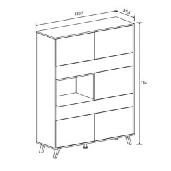 Mueble Vitrina para Salón o Comedor, Mueble de salón, Aparador cocina, Mauvella-rayas, 120 cm (Anc) x 156 cm (Al) x 40 cm (Fon)