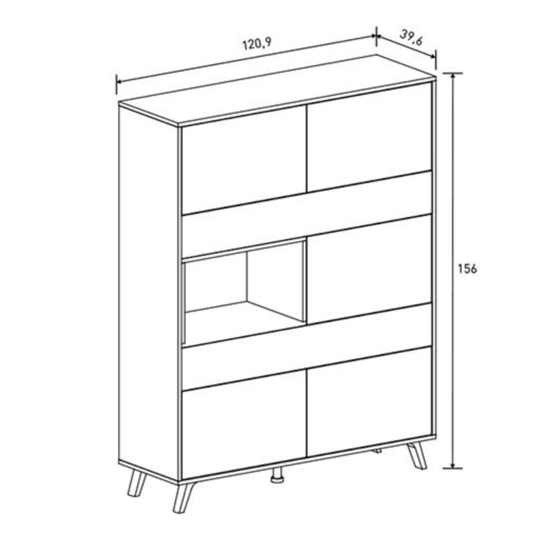 Mueble Vitrina para Salón o Comedor, Mueble de salón, Aparador cocina, Mauvella-rayas, 120 cm (Anc) x 156 cm (Al) x 40 cm (Fon)