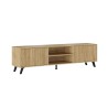 Mueble de TV de Diseño Nórdico, 2 Compartimentos y 2 Puertas, Mauvella - Rayas, 49cm (Al)x 180cm (Anc) x 40cm (Fon)