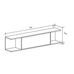 Mueble de TV de Diseño Nórdico + Modulo Alto, 2 Compartimentos y 2 Puertas,Mauvella Rayas, 49cm(Al) x 180cm (Anc) x 40cm (Fon)