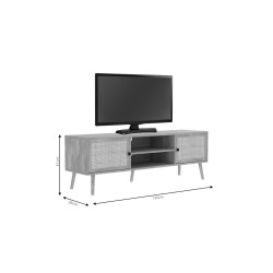 Mueble TV de Ratán en Color Natural 150x39x49 cm - 2 Puertas - Estilo y Durabilidad.
