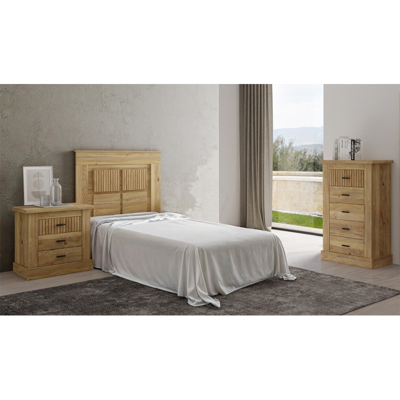 Cabezal para Cama Juvenil con patas, Color Mauvella Rayas, Medidas: 110 cm (Ancho) x 119,3 cm (Alto) x 3,8 cm (Fondo)