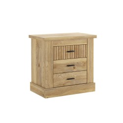 Pack de Muebles de Dormitorio Habitación con Cabecero, 2 Mesitas de Noche 3 Cajones y Sinfonier en Color Mauvella Rayas