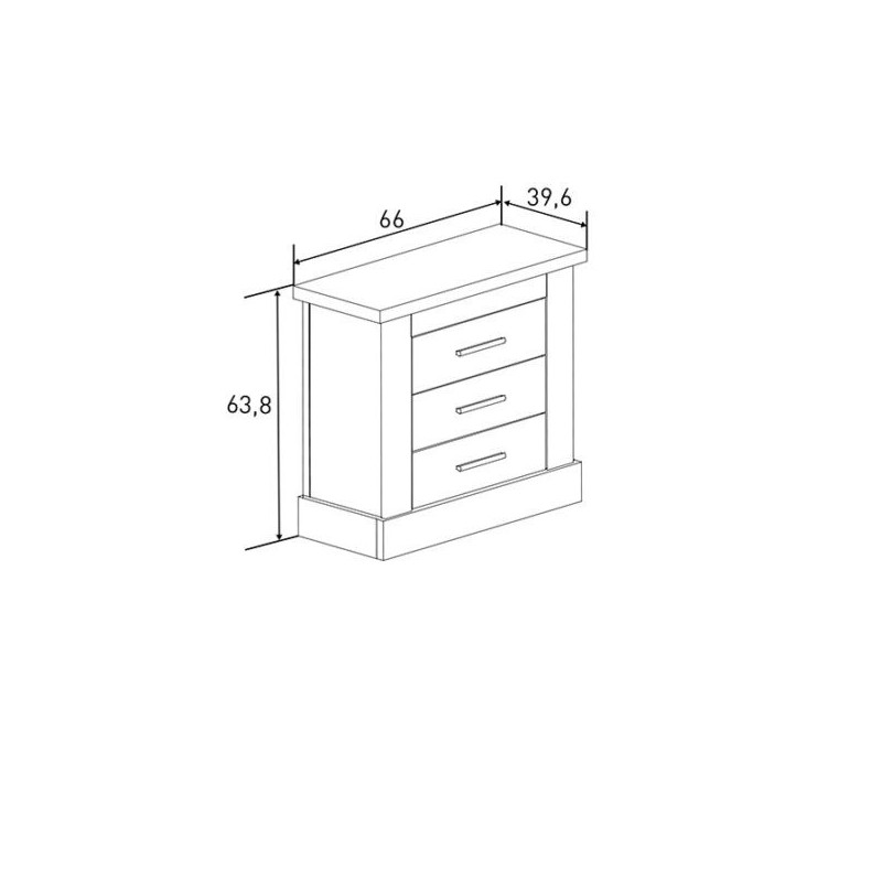 Pack de Muebles de Dormitorio Habitación Infantil con Cabecero, 1 Mesita de Noche 3 Cajones y Sinfonier en Color Mauvella Rayas