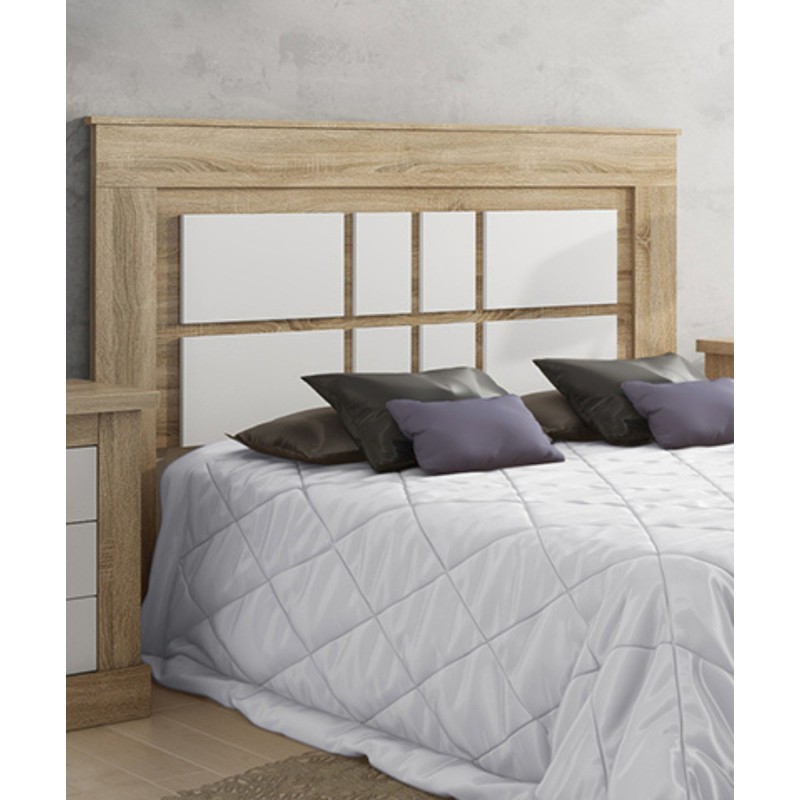 Pack Cabecero Nórdico de 160 x 120 cm + 2 Mesitas de Noche|Práctico y Elegante|Color Cambria y Blanco (para Cama de 135-140, 150