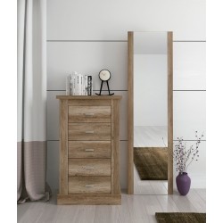 Cómoda, Sinfonier 5 Cajones, Acabado en Color Cañón, Medidas: 66 cm (Ancho) x 107 cm (Alto) x 39,6 cm de (Fondo)