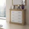 Cómoda 4 Cajones, Acabado en Blanco y Cambrian, Medidas: 91,5 cm (Ancho) x 90,8 cm (Alto) x 39,6 cm de (Fondo)