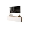 Mueble TV Moderno con Puerta en Melamina Color Blanco y Cambria 100x31.5x29.6cm - Diseño Elegante para Salón.