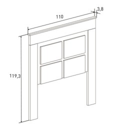 Cabecero Nórdico de 110 (Anc) x 120 (Al) x 3,8 (Fon) Cm Colores Cambria y Blanco (para Cama de 135-140