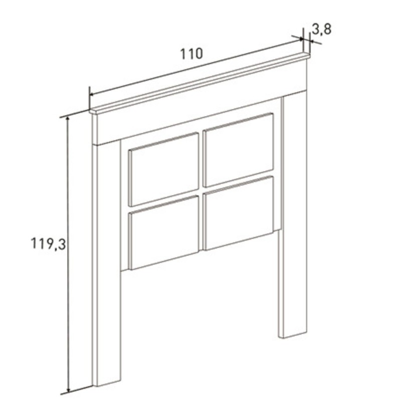 Cabecero Nórdico de 110 (Anc) x 120 (Al) x 3,8 (Fon) Cm Colores Cambria y Blanco (para Cama de 135-140