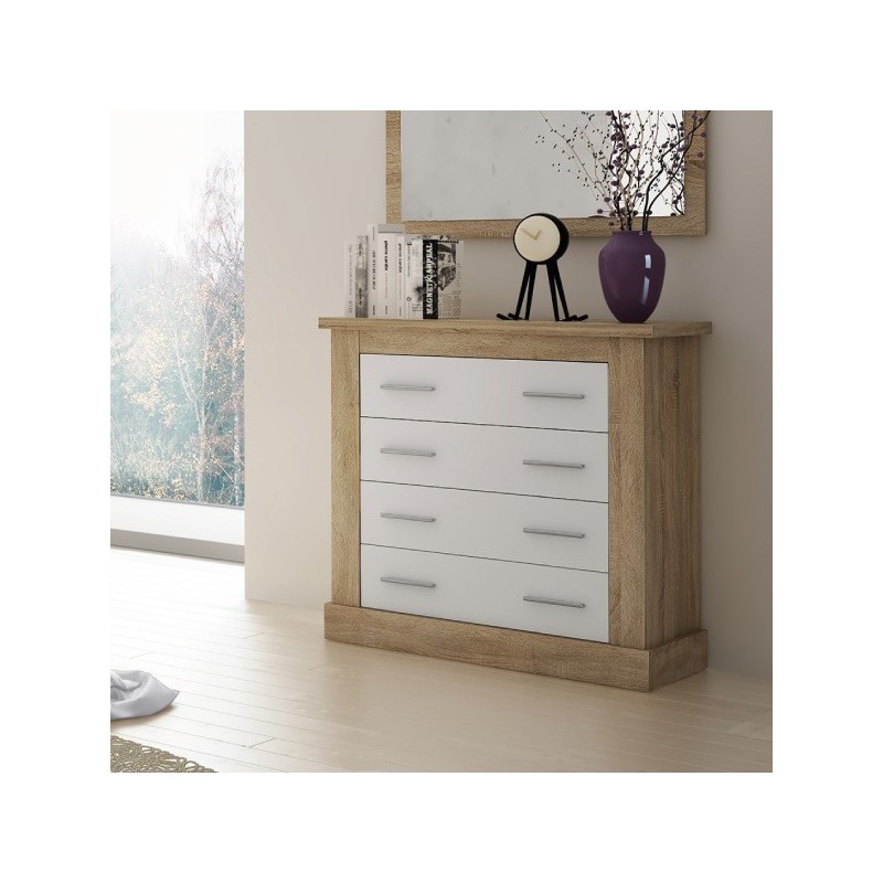 Pack de Dormitorio con Cabecero de 160 x 120 cm + 2 Mesitas de Noche + Cómoda | Color Cambria y Blanco