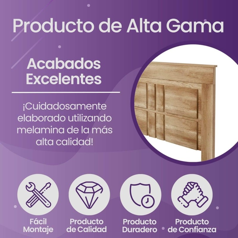 Pack de Dormitorio con Cabecero de 160 x 120 cm + 2 Mesitas de Noche + Cómoda | Color Cañón