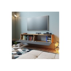 Mueble TV para Pared Color Antracita-Roble 140x31.5x29.5 cm - 2 Puertas Estilo Moderno.