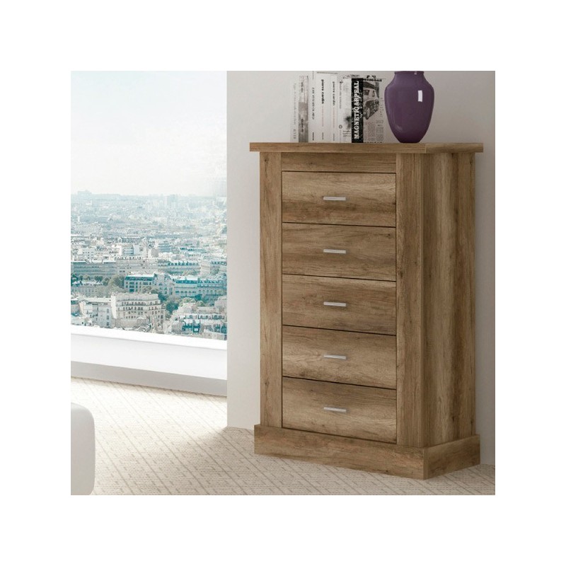 Pack Cabecero de 110 x 120 cm + 1 Mesita de Noche + Sinfonier, Color Cañón (para Cama de 135-140 o 160)