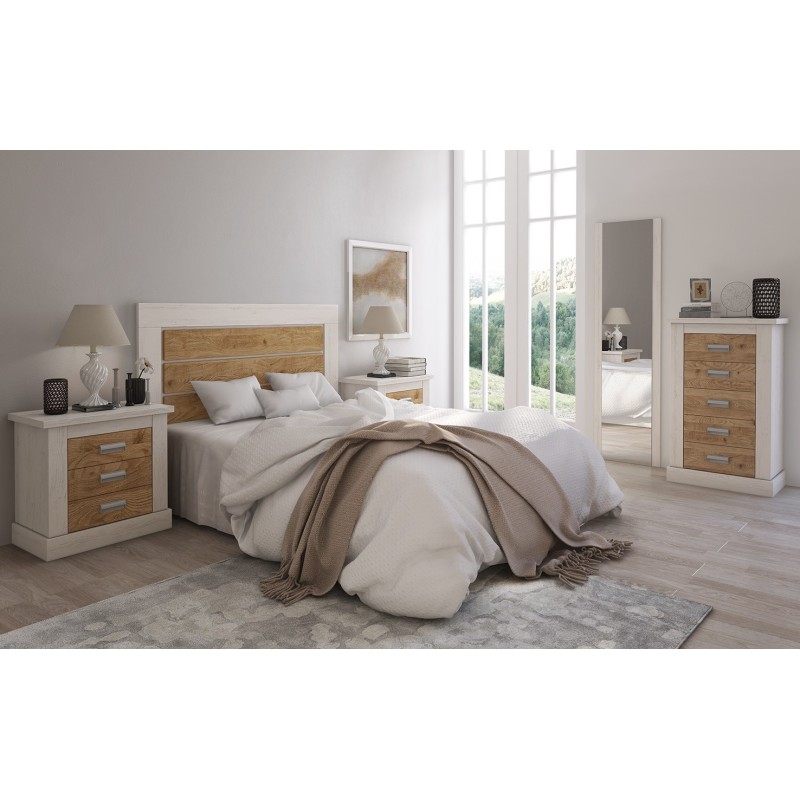 Cómoda, Sinfonier 5 Cajones, Acabado en Andersen Pino-Roble, Medidas: 66 cm (Ancho) x 107 cm (Alto) x 39,6 cm de (Fondo)