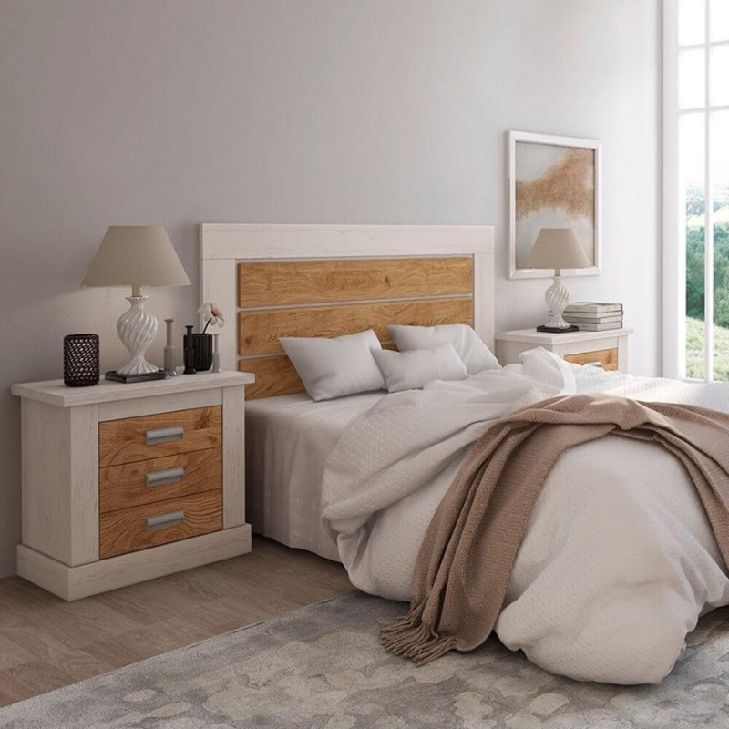 Pack de Dormitorio con Cabecero de 160 x 120 cm + 2 Mesitas de Noche + Sinfonier | Color Andersen Pino