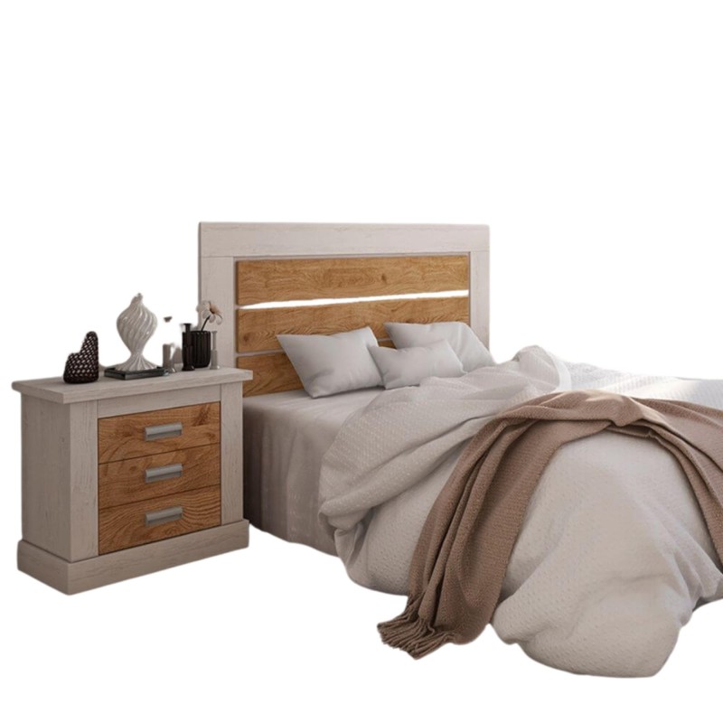 Pack Cabecero Nórdico de 160 x 120 cm + 2 Mesitas de Noche|Práctico y Elegante|Color Andersen Pino