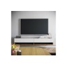 Mueble de TV de Pared Moderno Blanco-Roble - 180x31,5x29,5 cm - 2 Cajones y Estantes.