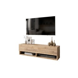 Mueble TV Moderno con 1 Puerta y Estantes en Melamina Color Madera - 100x31.5x29.6cm