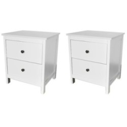 Mesitas - Mesillas de Noche dormitorio de 2 Cajones Color Blanco, pack 2 unidades (SALDO)