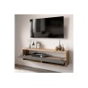 Mueble TV Moderno con 1 Puerta y Estantes en Melamina Color Antracita y Cambria - 100x31.5x29.6cm