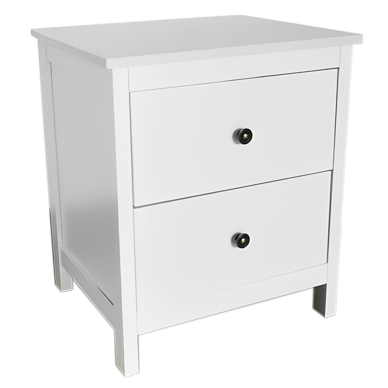 Mesitas - Mesillas de Noche dormitorio de 2 Cajones Color Blanco, pack 2 unidades (SALDO)