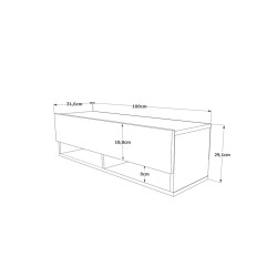 Mueble TV Moderno con 1 Puerta y Estantes en Melamina Color Antracita y Cambria - 100x31.5x29.6cm