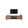 Mueble de TV en Nogal con 2 Cajones y Estantes - 180x35x48.5 cm con Patas de Madera.