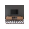 Mueble de TV en Nogal con 2 Cajones y Estantes - 180x35x48.5 cm con Patas de Madera.