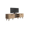 Mueble de TV en Roble con 2 Cajones y Estantes - 180x35x48.5 cm con Patas de Madera.
