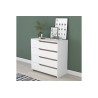 Cómoda de 4 Cajones Blanco y Nogal - 80x47x92 cm - Diseño Moderno.