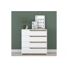 Cómoda de 4 Cajones Blanco y Nogal - 80x47x92 cm - Diseño Moderno.