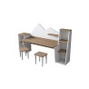 Mesa de Escritorio Infantil para Niños, Color Nogal y Blanco, 180x45x93.5 cm