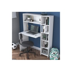 Escritorio-Librería Color Blanco, 113x40x142cm - Estilo Versátil y Espacioso