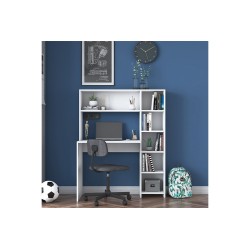 Escritorio-Librería Color Blanco, 113x40x142cm - Estilo Versátil y Espacioso